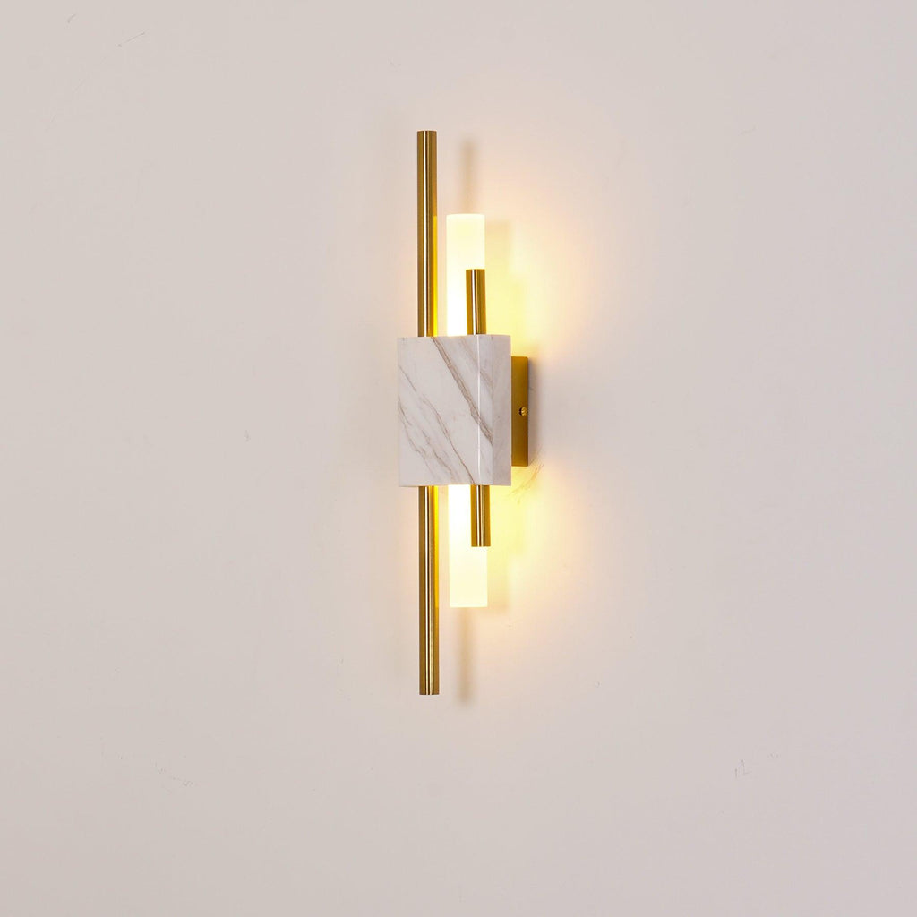 Tanto Wall Lamp, Green or White Marble and Gold, Warm LED Sconce