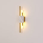 Tanto Wall Lamp, Green or White Marble and Gold, Warm LED Sconce