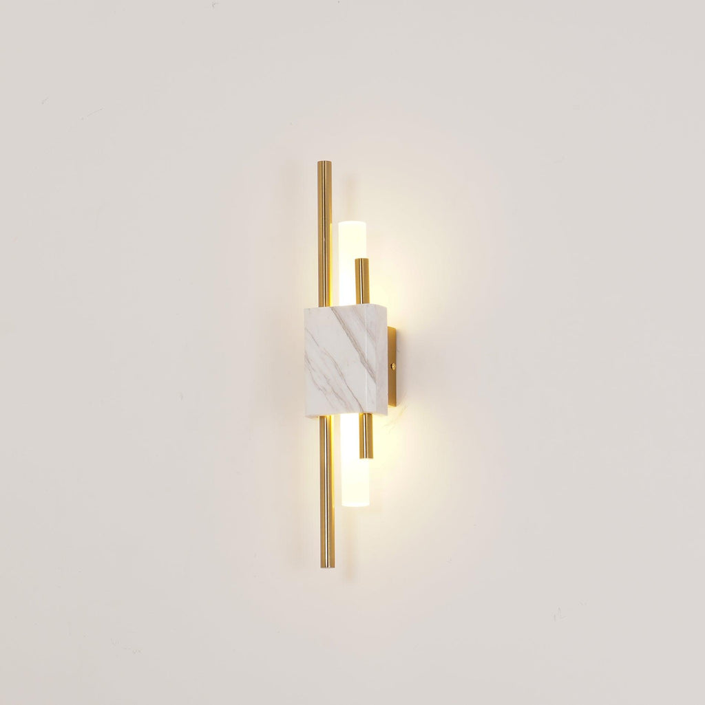 Tanto Wall Lamp, Green or White Marble and Gold, Warm LED Sconce