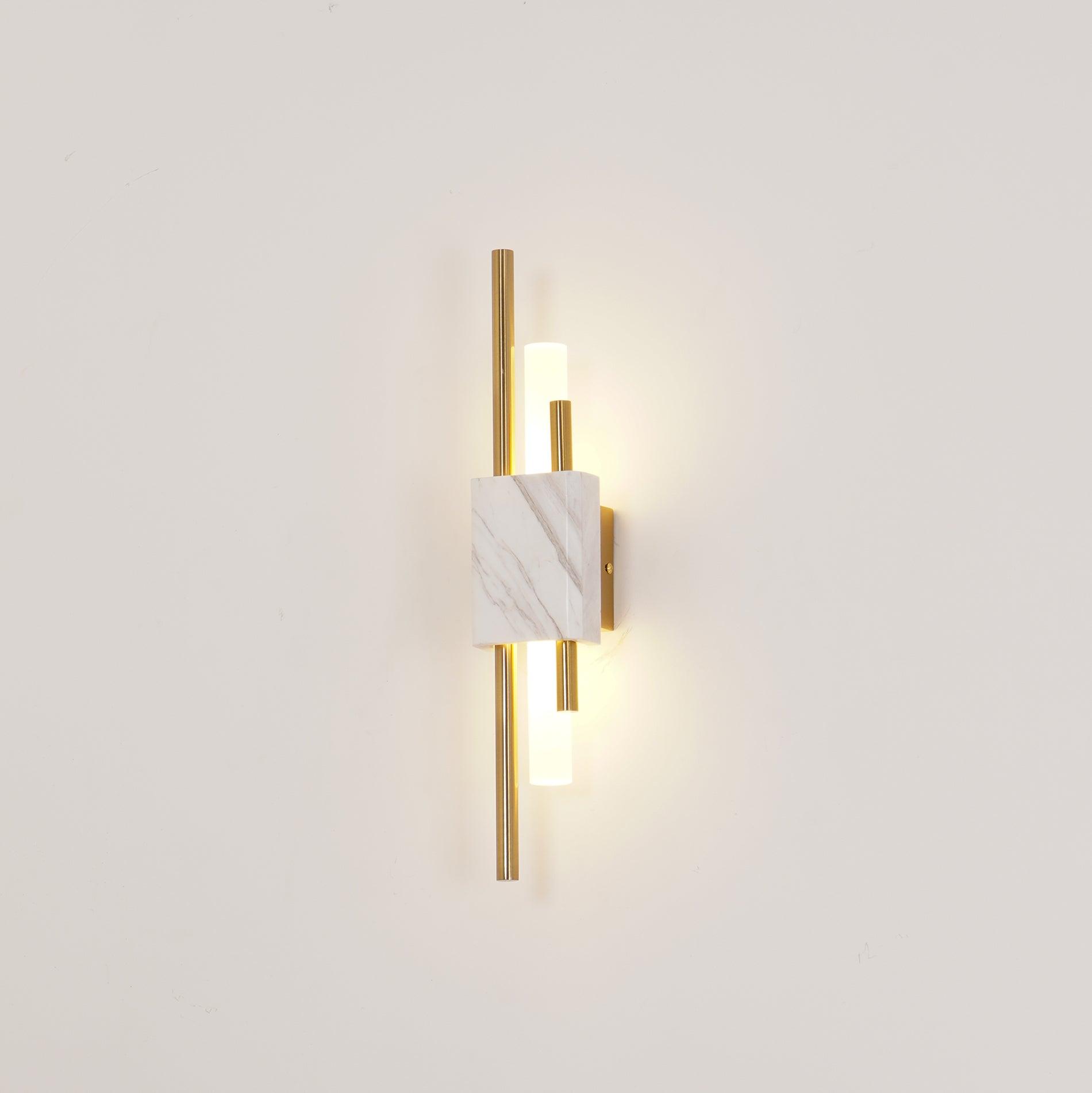 Tanto Wall Lamp, Green or White Marble and Gold, Warm LED Sconce