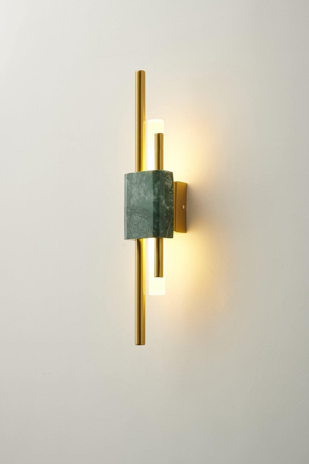 Tanto Wall Lamp, Green or White Marble and Gold, Warm LED Sconce