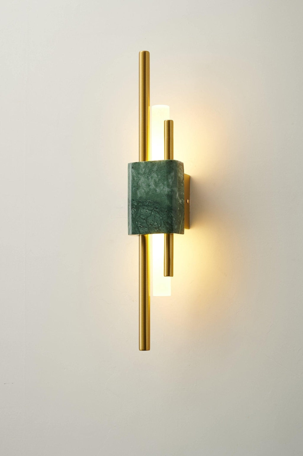 Tanto Wall Lamp, Green or White Marble and Gold, Warm LED Sconce