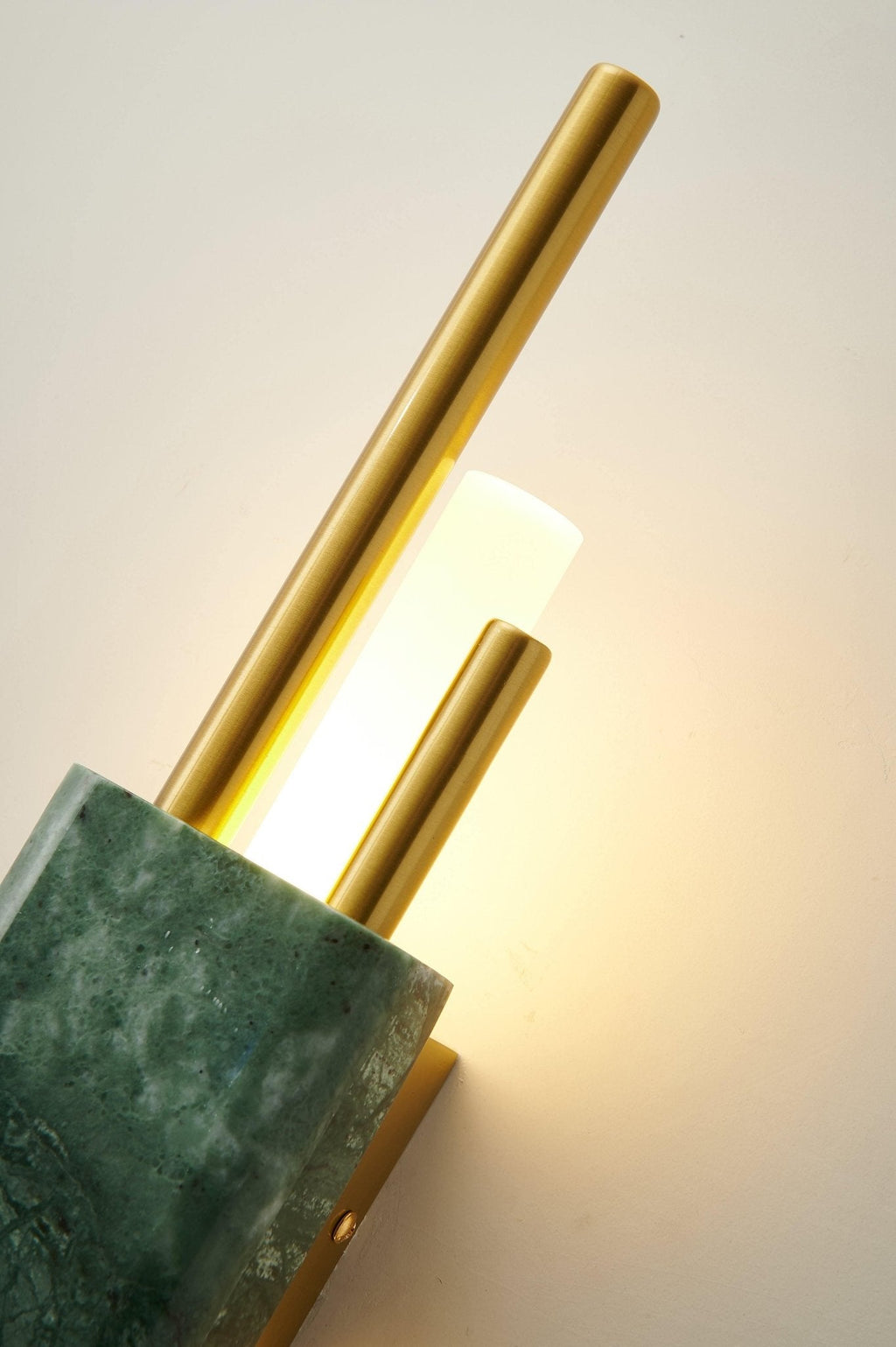 Tanto Wall Lamp, Green or White Marble and Gold, Warm LED Sconce