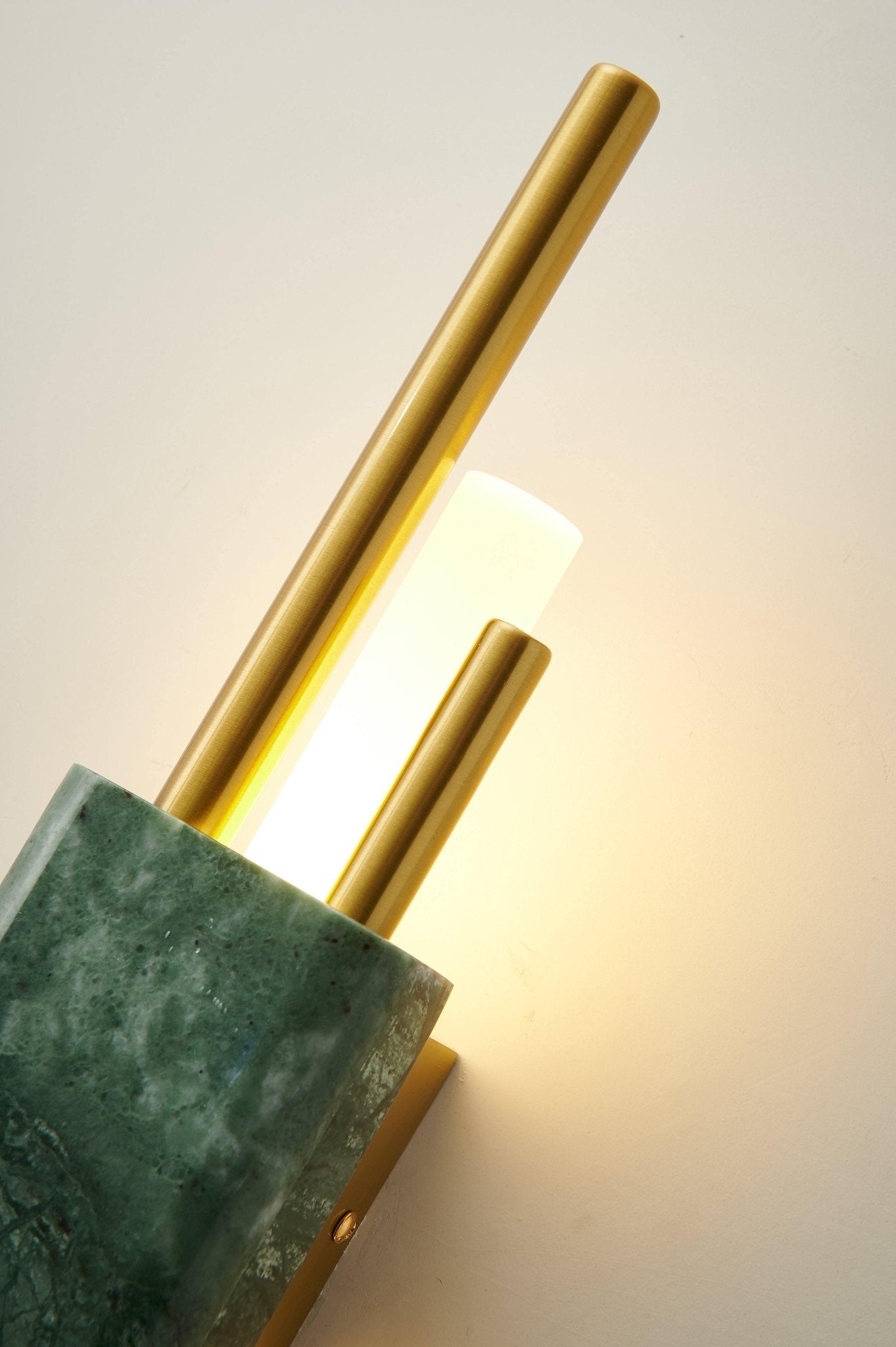 Tanto Wall Lamp, Green or White Marble and Gold, Warm LED Sconce