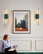 Tanto Wall Lamp, Green or White Marble and Gold, Warm LED Sconce