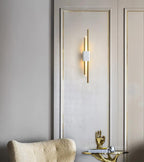 Tanto Wall Lamp, Green or White Marble and Gold, Warm LED Sconce
