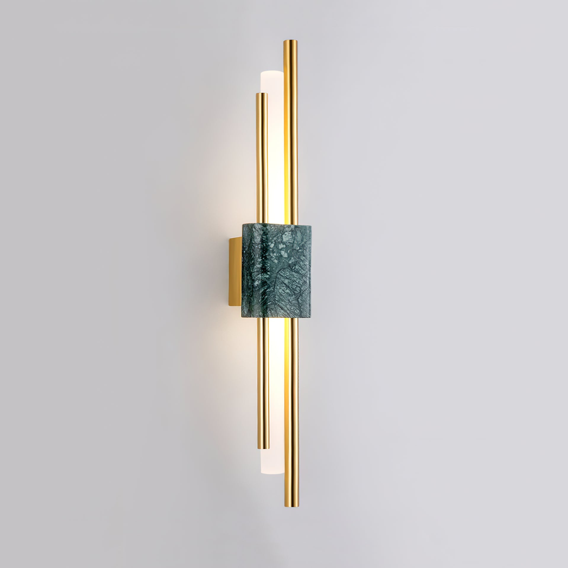 Tanto Wall Lamp, Green or White Marble and Gold, Warm LED Sconce