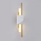 Tanto Wall Lamp, Green or White Marble and Gold, Warm LED Sconce