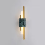 Tanto Wall Lamp, Green or White Marble and Gold, Warm LED Sconce