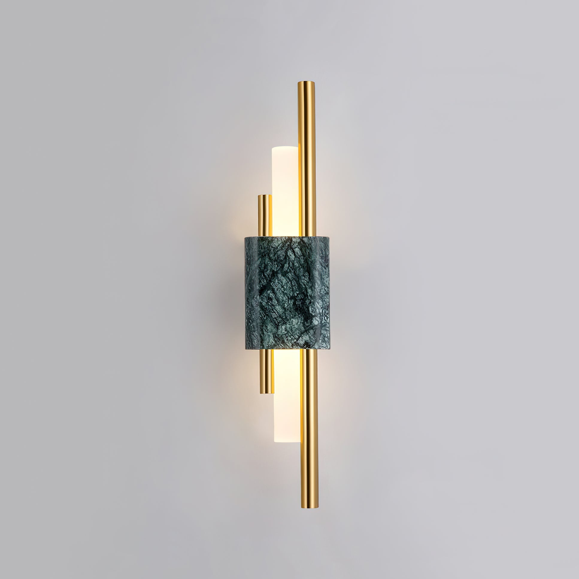 Tanto Wall Lamp, Green or White Marble and Gold, Warm LED Sconce