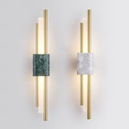 Tanto Wall Lamp, Green or White Marble and Gold, Warm LED Sconce