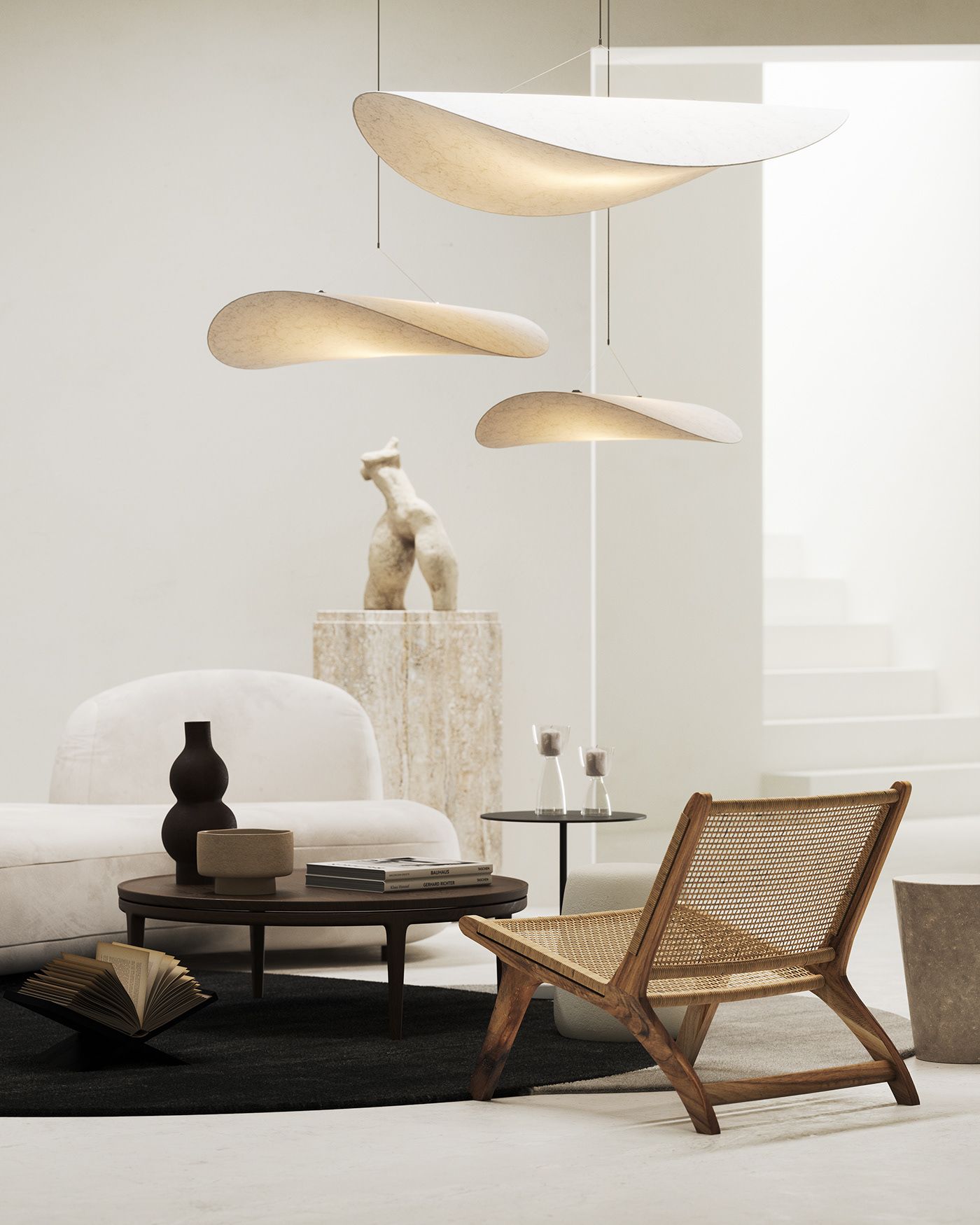 Pendellampe, Tense, Mulberrysilke-diffuser, sort ramme, LED, dæmpbar