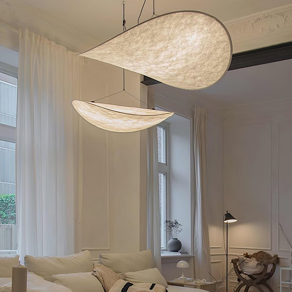 Pendellampe, Tense, Mulberrysilke-diffuser, sort ramme, LED, dæmpbar