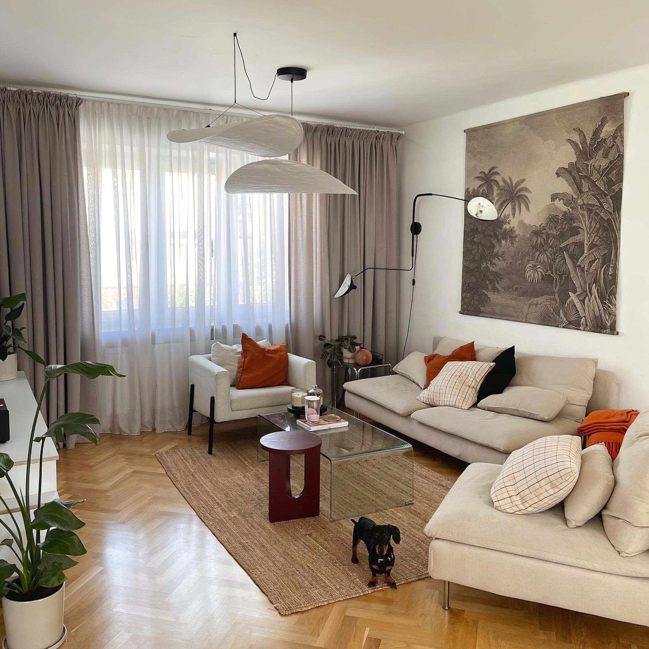 Pendellampe, Tense, Mulberrysilke-diffuser, sort ramme, LED, dæmpbar