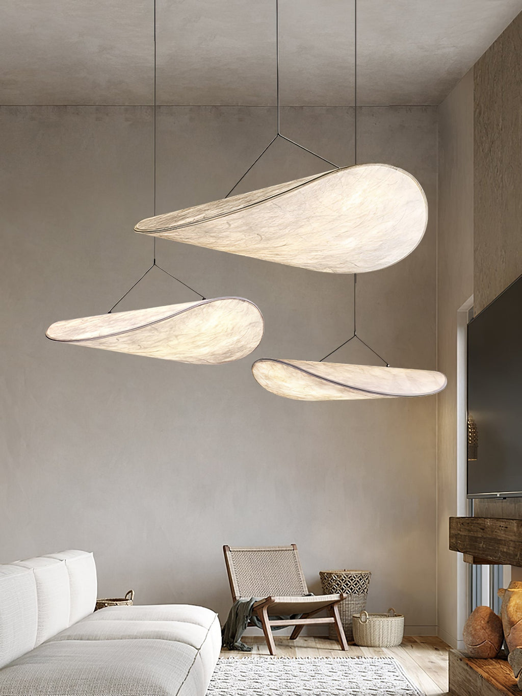 Pendellampe, Tense, Mulberrysilke-diffuser, sort ramme, LED, dæmpbar