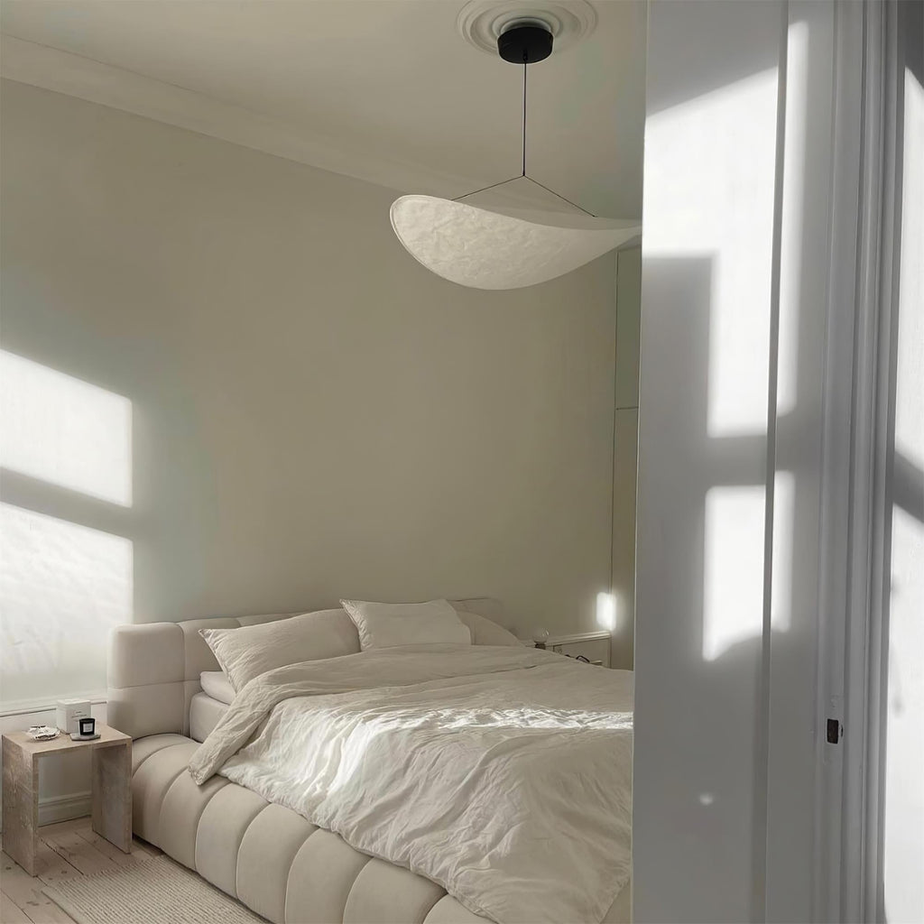 Pendellampe, Tense, Mulberrysilke-diffuser, sort ramme, LED, dæmpbar
