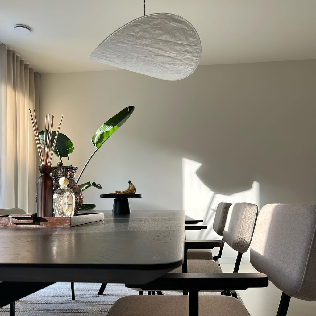 Pendellampe, Tense, Mulberrysilke-diffuser, sort ramme, LED, dæmpbar