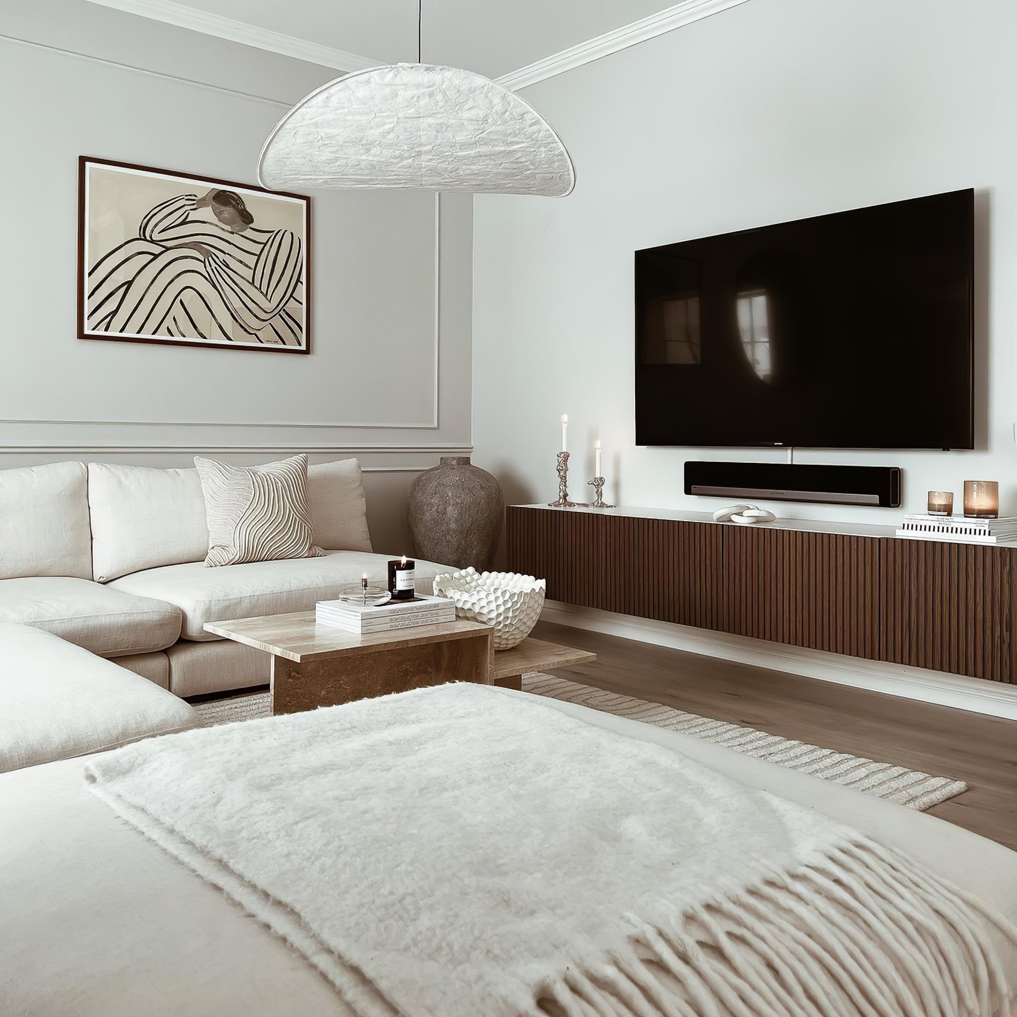 Pendellampe, Tense, Mulberrysilke-diffuser, sort ramme, LED, dæmpbar