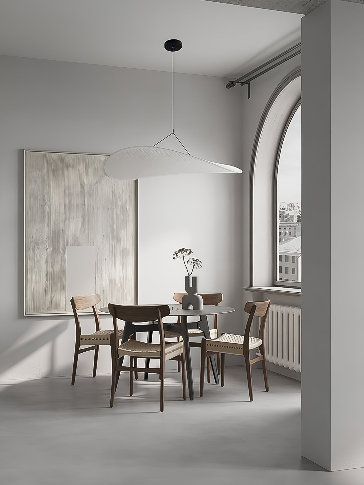 Pendellampe, Tense, Mulberrysilke-diffuser, sort ramme, LED, dæmpbar