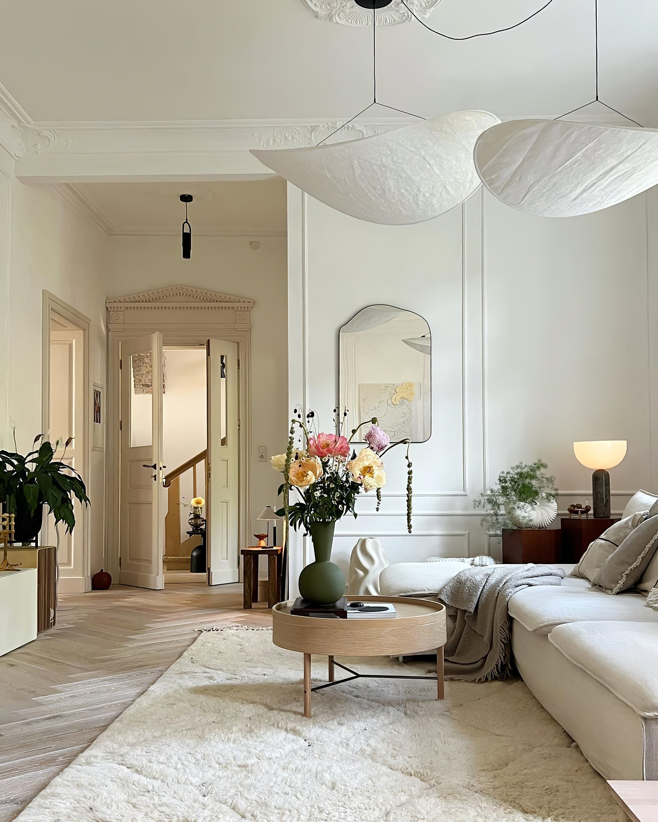 Pendellampe, Tense, Mulberrysilke-diffuser, sort ramme, LED, dæmpbar