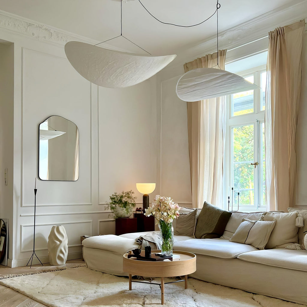 Pendellampe, Tense, Mulberrysilke-diffuser, sort ramme, LED, dæmpbar