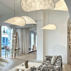 Pendellampe, Tense, Mulberrysilke-diffuser, sort ramme, LED, dæmpbar