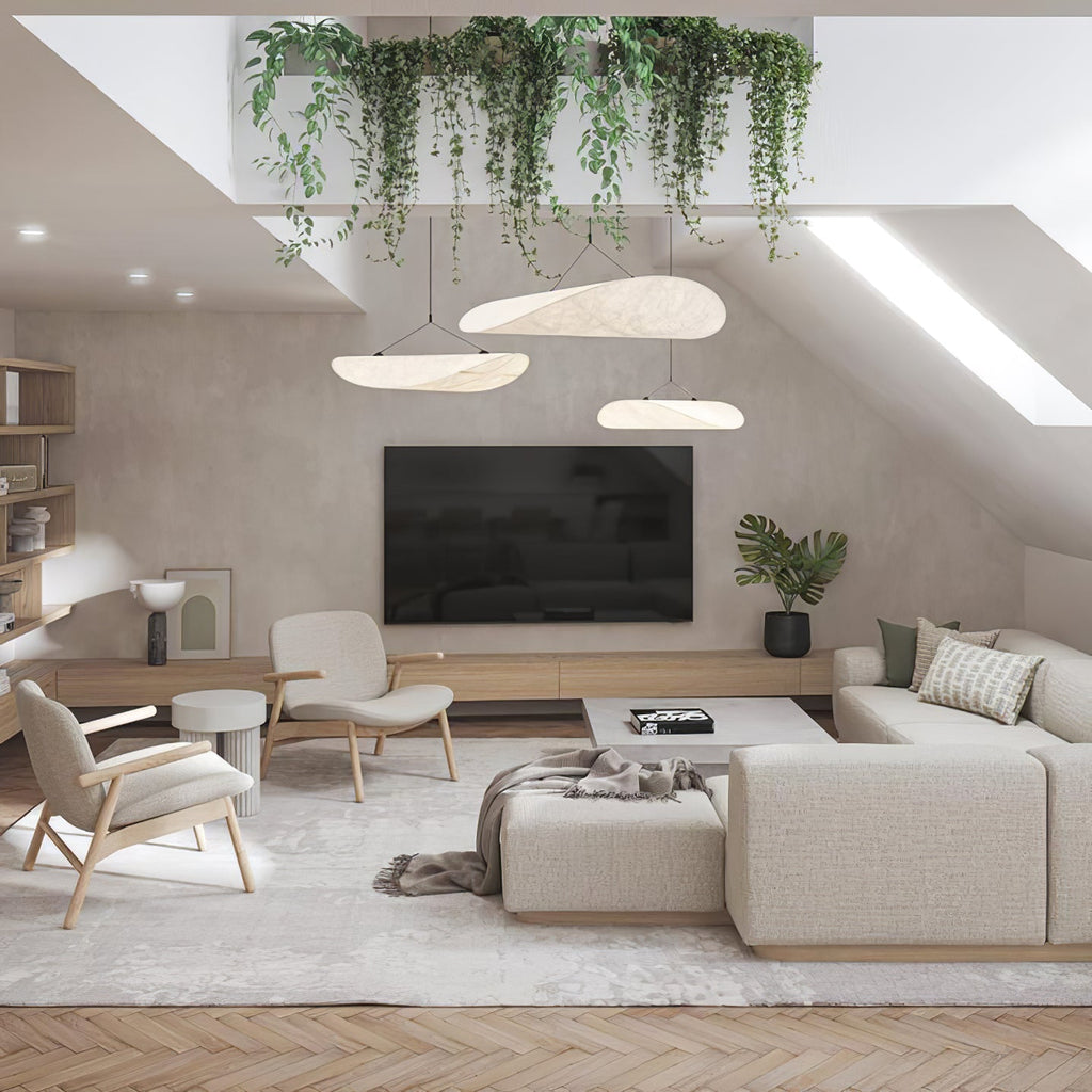 Pendellampe, Tense, Mulberrysilke-diffuser, sort ramme, LED, dæmpbar