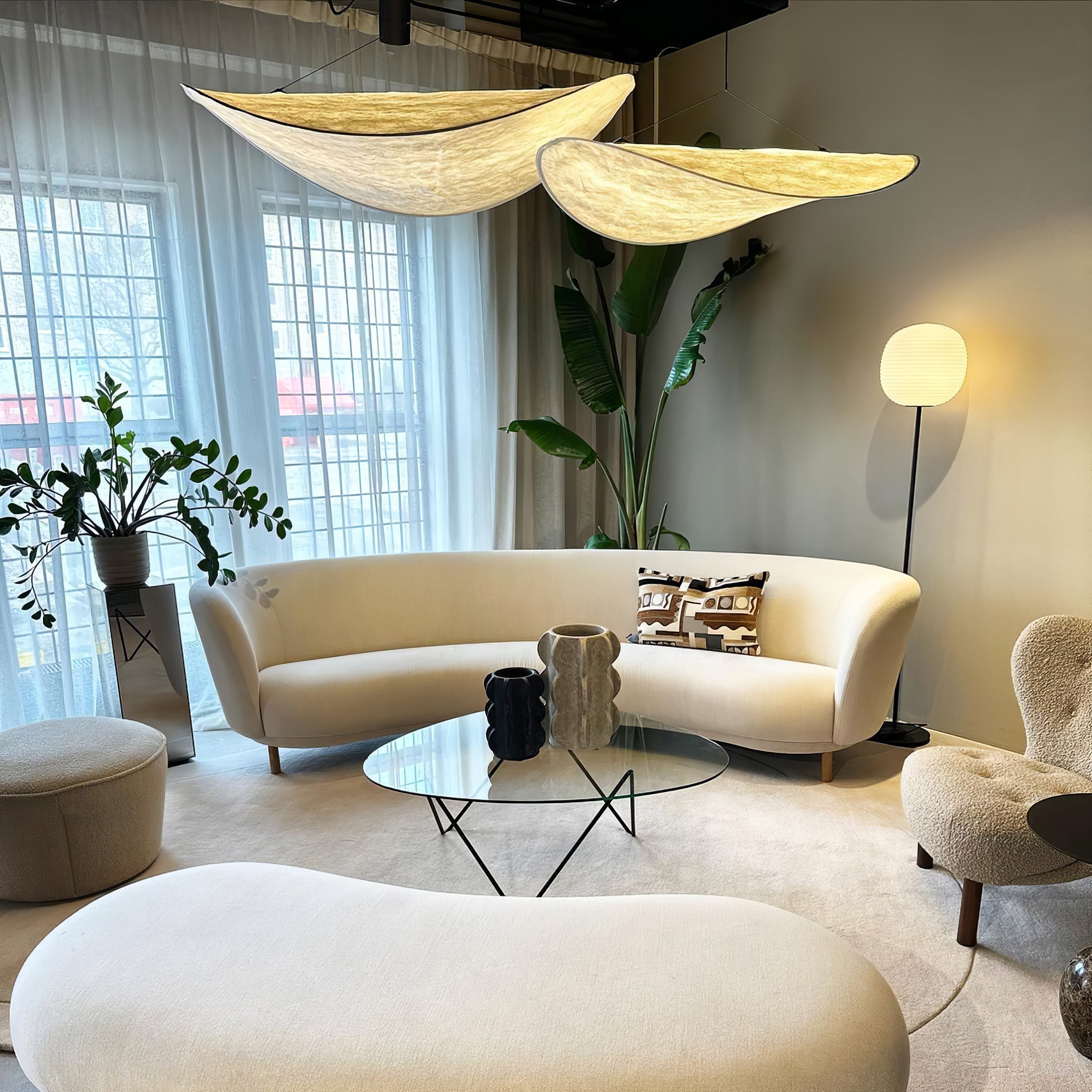 Pendellampe, Tense, Mulberrysilke-diffuser, sort ramme, LED, dæmpbar
