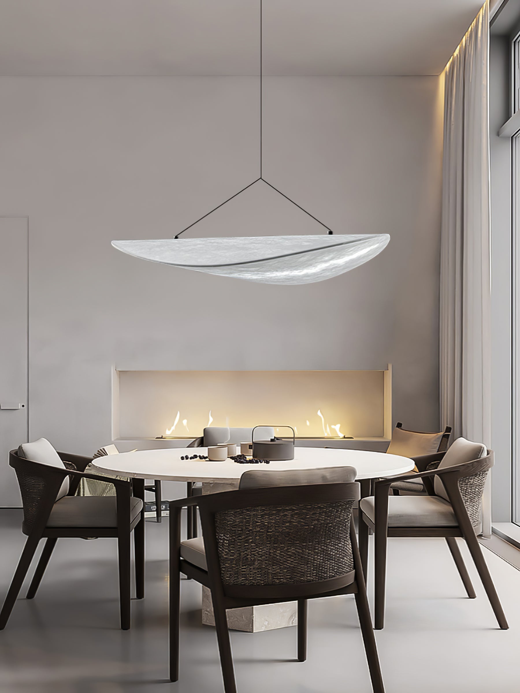 Pendellampe, Tense, Mulberrysilke-diffuser, sort ramme, LED, dæmpbar