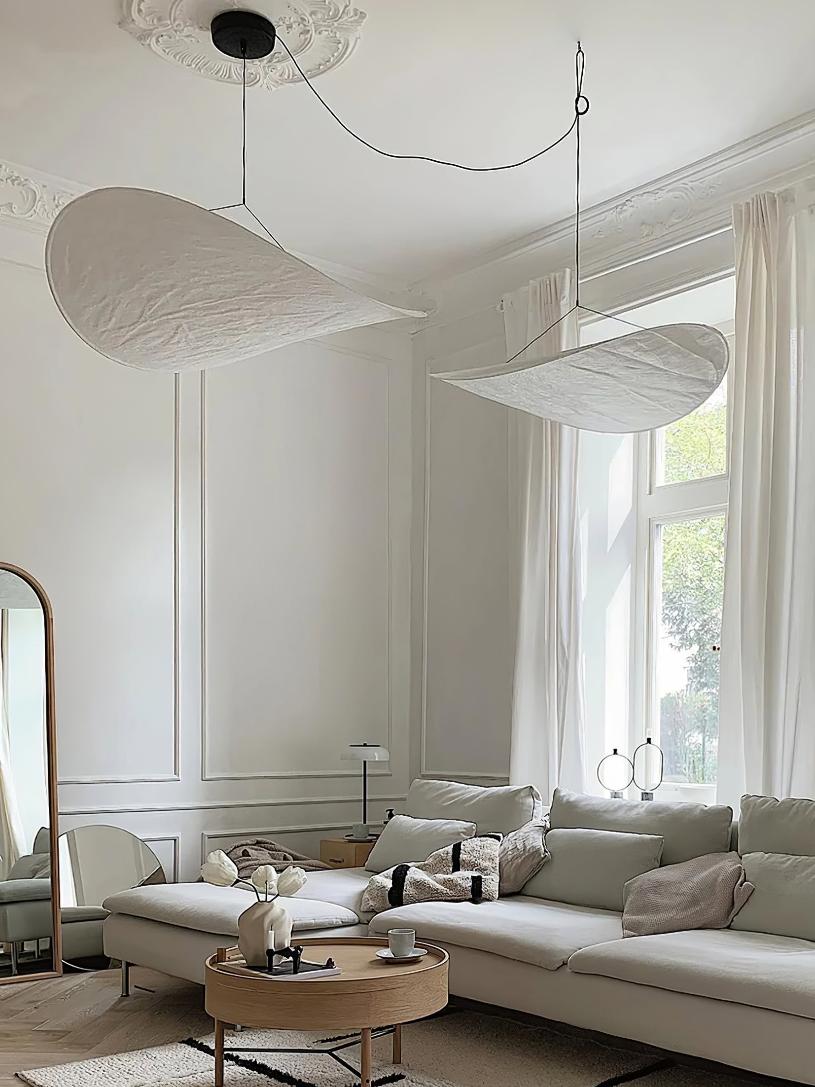 Pendellampe, Tense, Mulberrysilke-diffuser, sort ramme, LED, dæmpbar