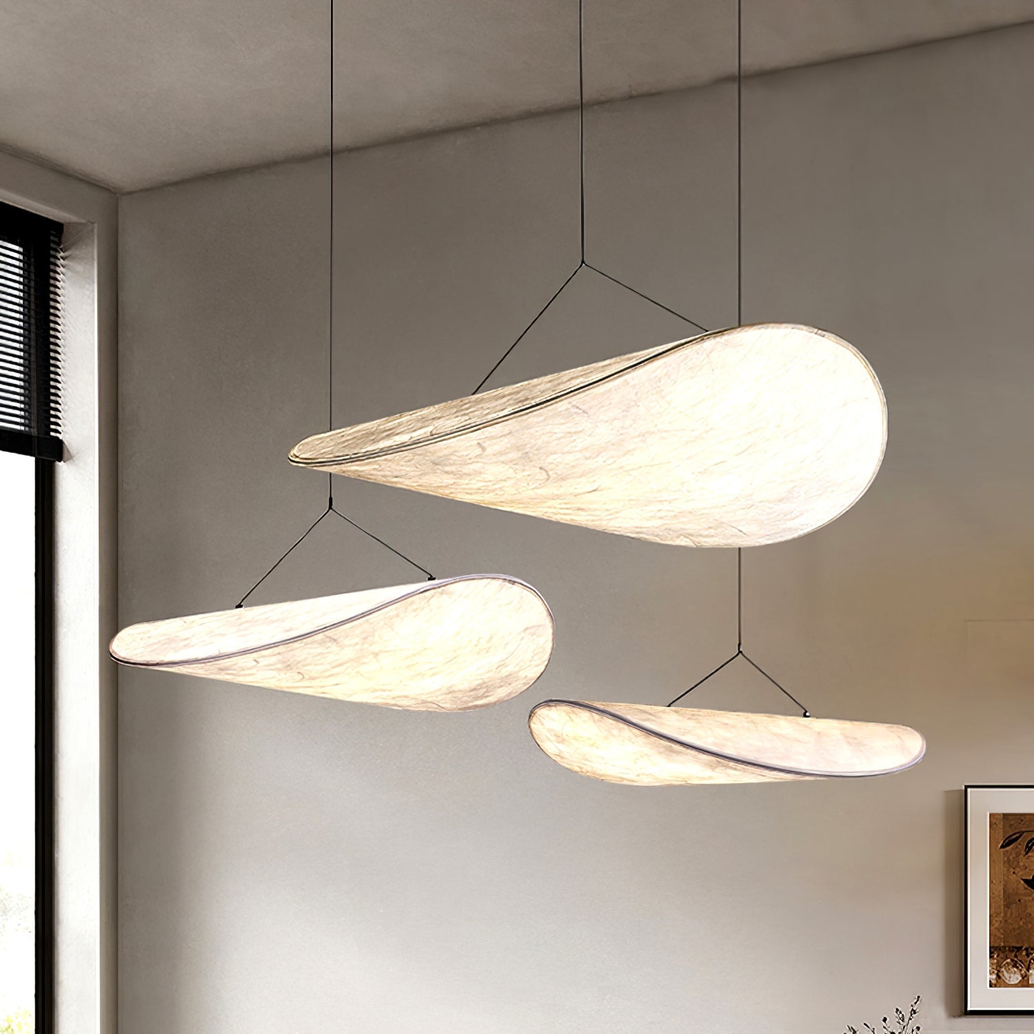 Pendellampe, Tense, Mulberrysilke-diffuser, sort ramme, LED, dæmpbar
