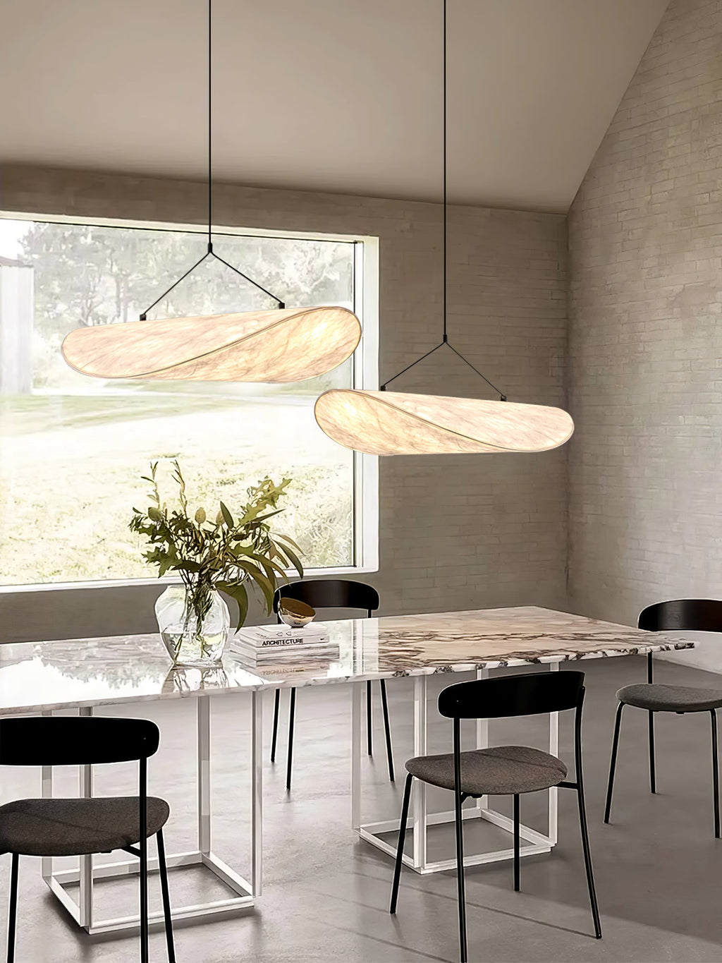 Pendellampe, Tense, Mulberrysilke-diffuser, sort ramme, LED, dæmpbar