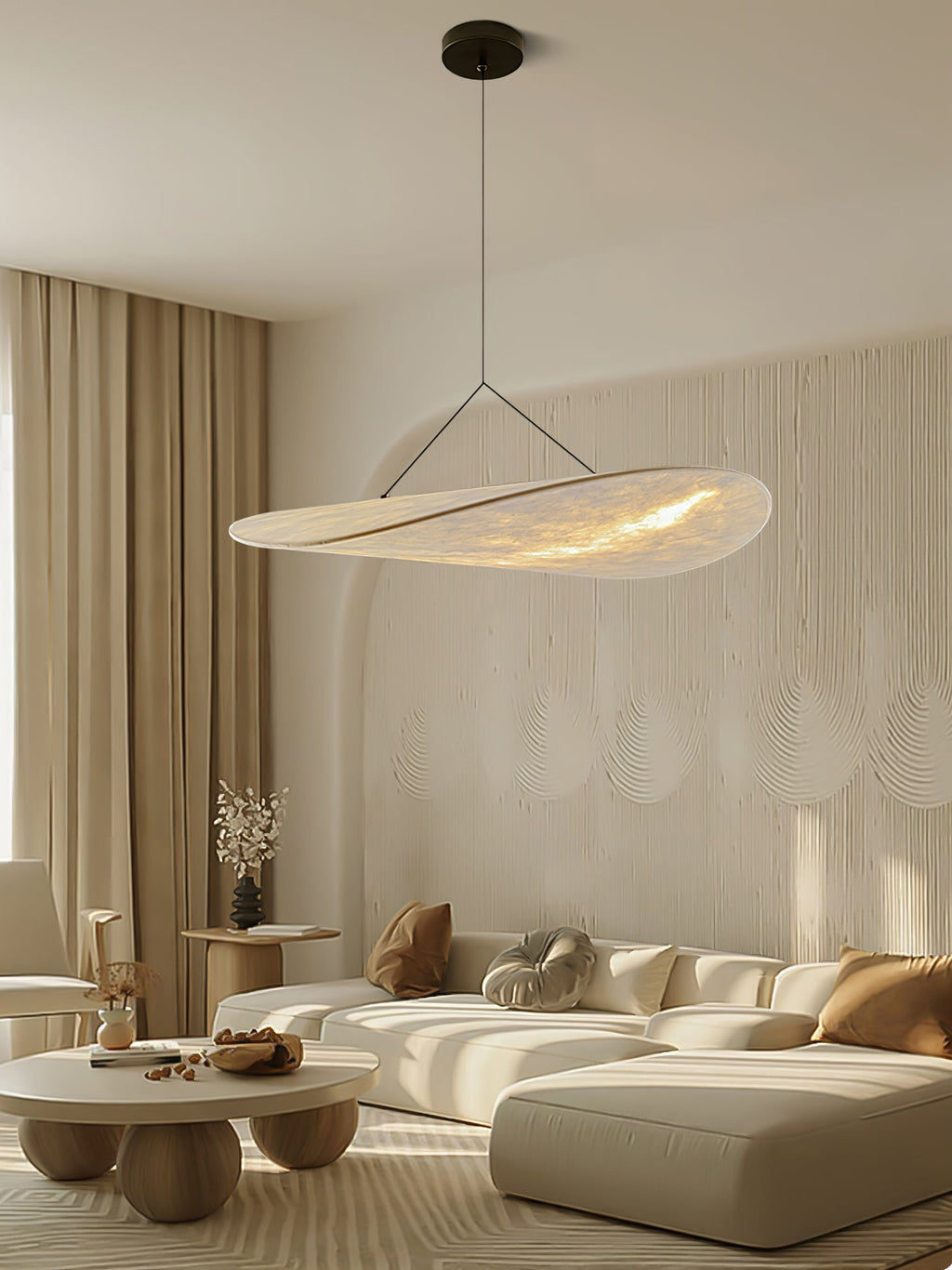 Pendellampe, Tense, Mulberrysilke-diffuser, sort ramme, LED, dæmpbar