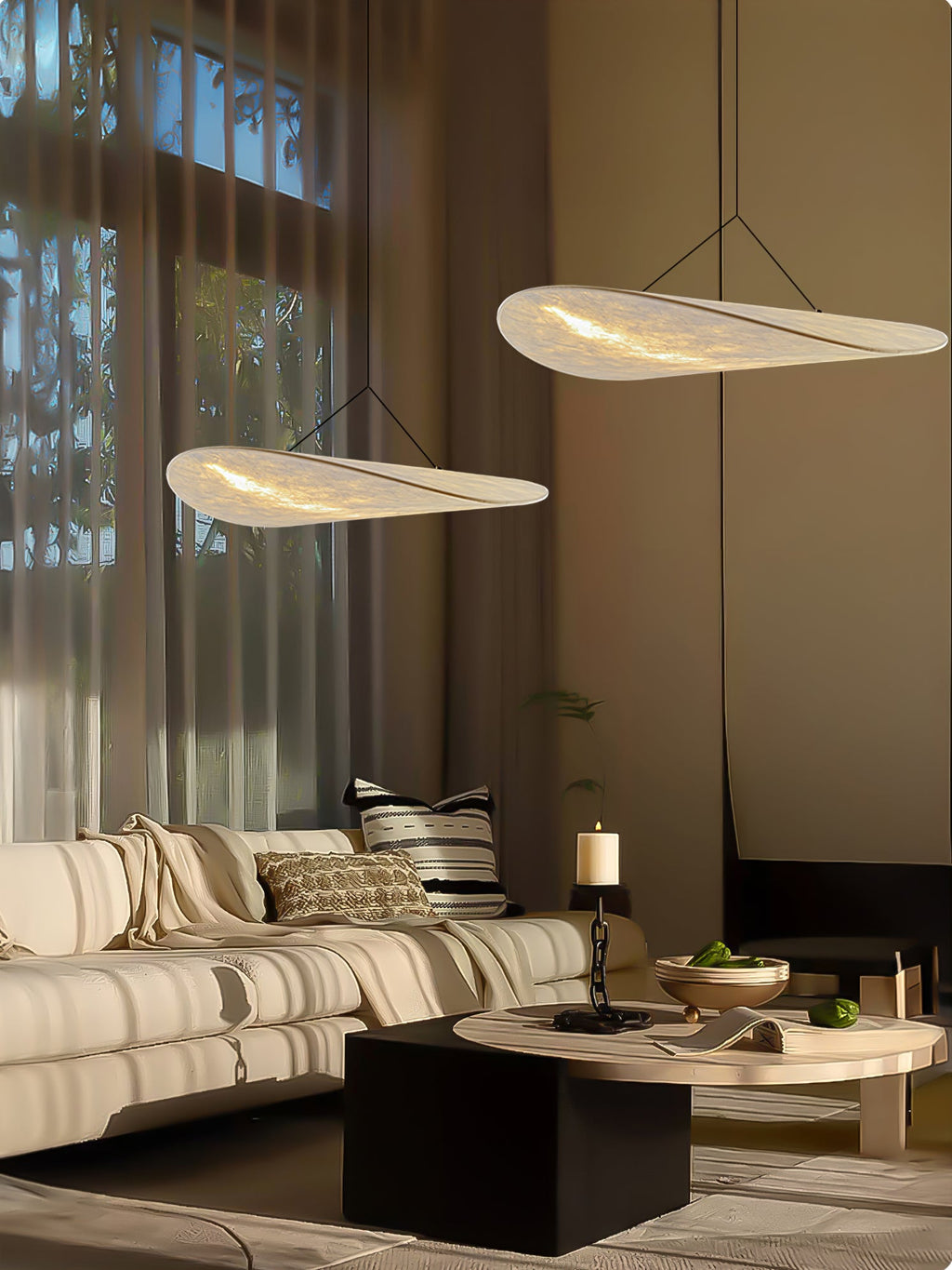 Pendellampe, Tense, Mulberrysilke-diffuser, sort ramme, LED, dæmpbar
