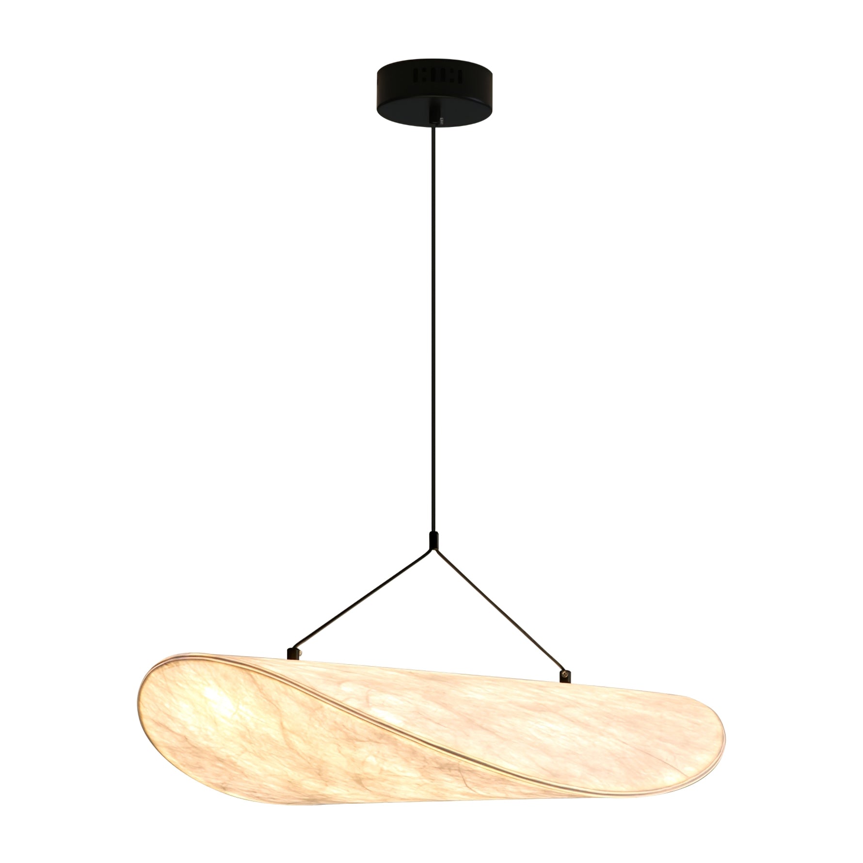 Pendellampe, Tense, Mulberrysilke-diffuser, sort ramme, LED, dæmpbar