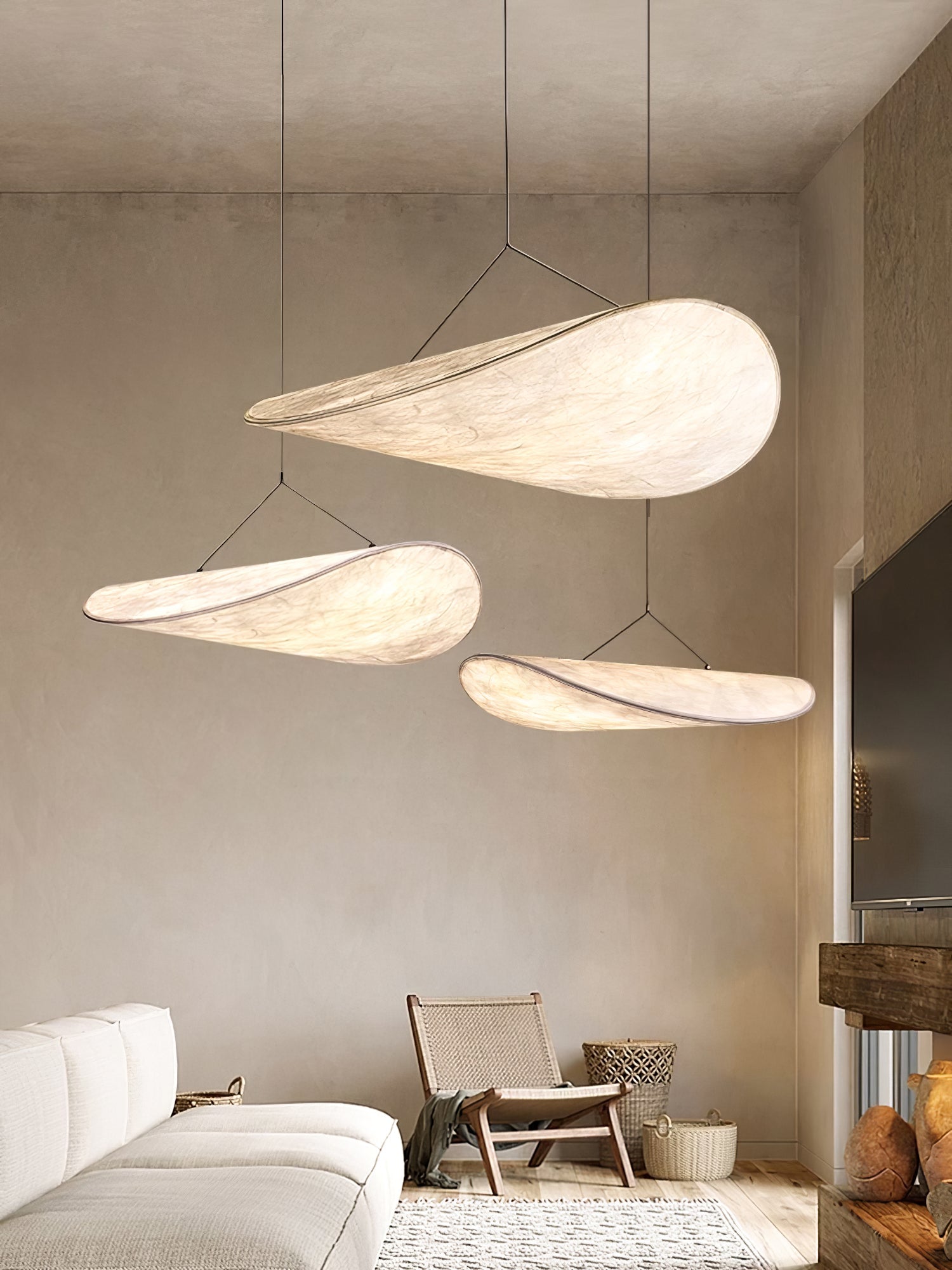 Pendellampe, Tense, Mulberrysilke-diffuser, sort ramme, LED, dæmpbar