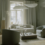 Pendellampe, Tense, Mulberrysilke-diffuser, sort ramme, LED, dæmpbar