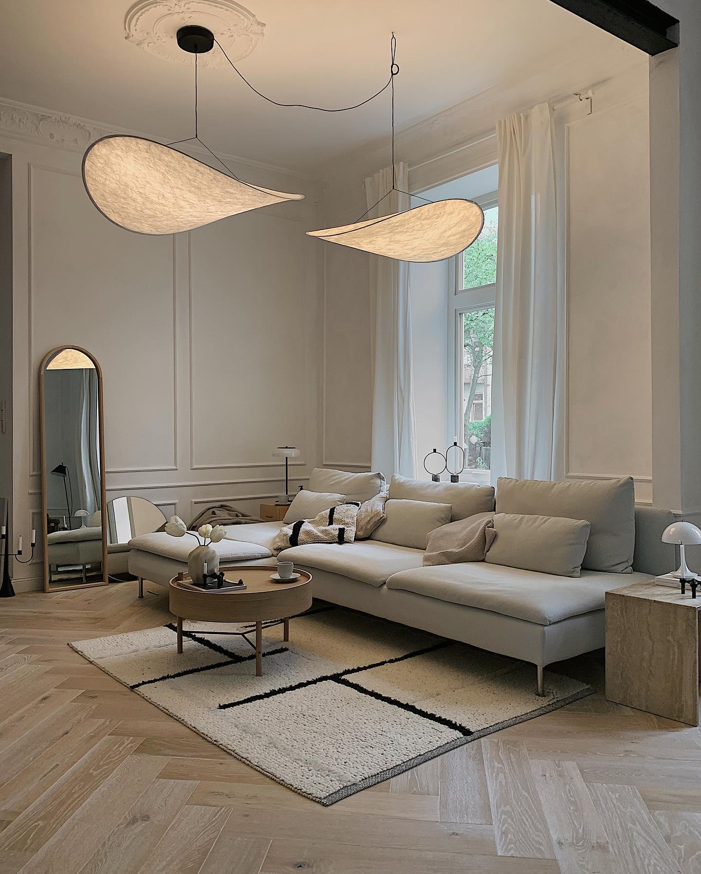 Pendellampe, Tense, Mulberrysilke-diffuser, sort ramme, LED, dæmpbar