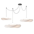 White silk pendant light with even diffused illumination