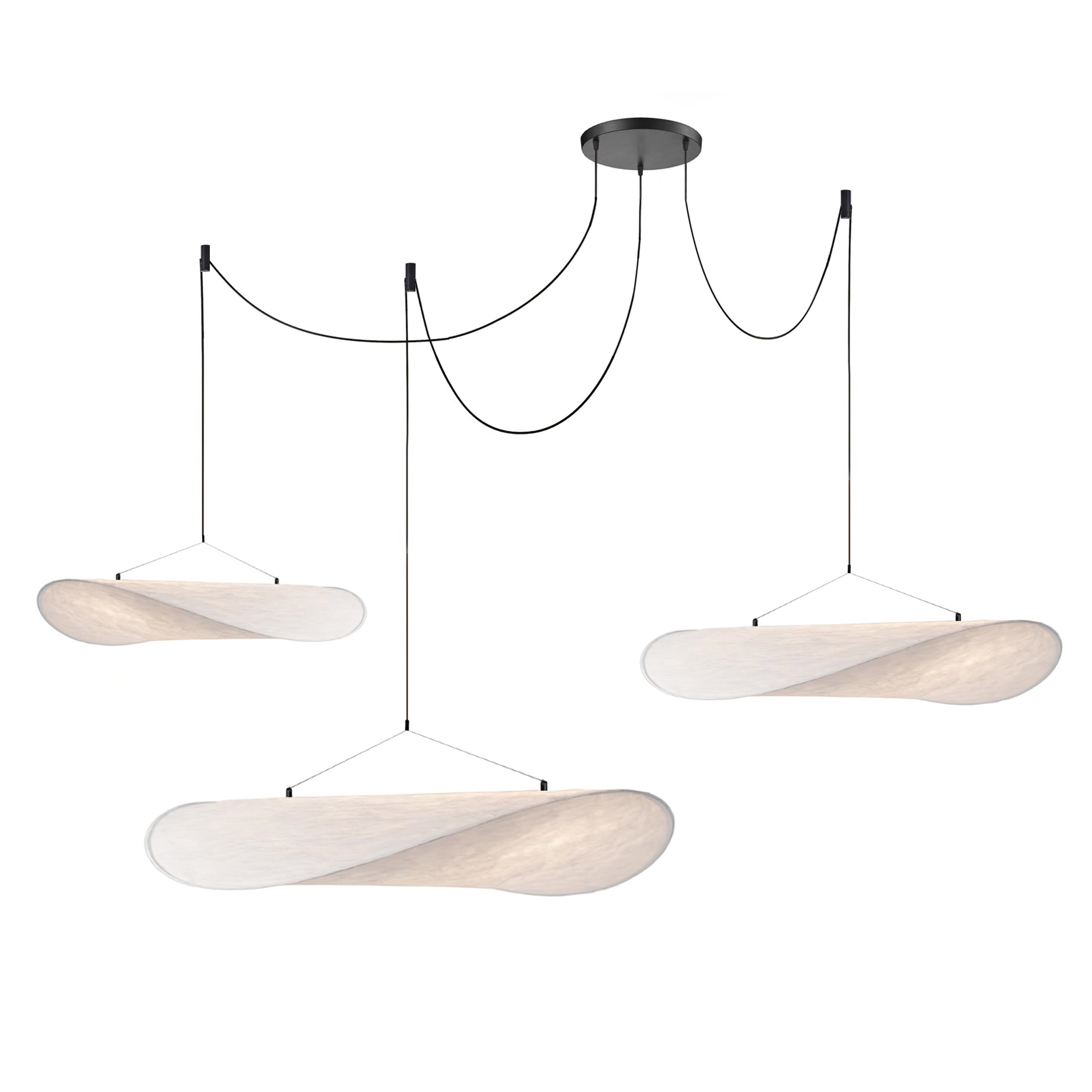White silk pendant light with even diffused illumination