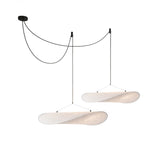 Mulberry silk pendant light detail with slim black frame