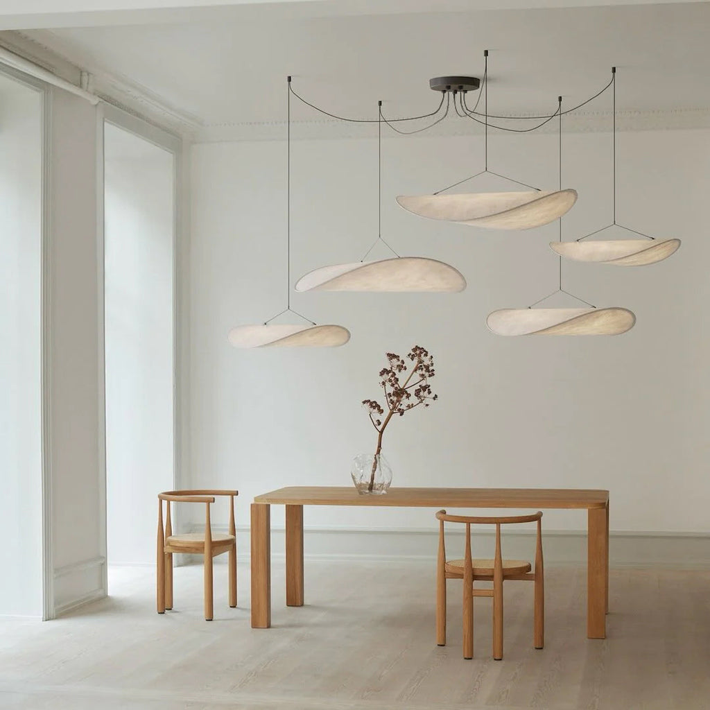 Pendellampe, Tense, Mulberrysilke-diffuser, sort ramme, LED, dæmpbar