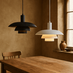 Modern Pendant Light With Layered Metal Shade, 12 Inch Diameter