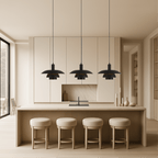 Modern Pendant Light With Layered Metal Shade, 12 Inch Diameter