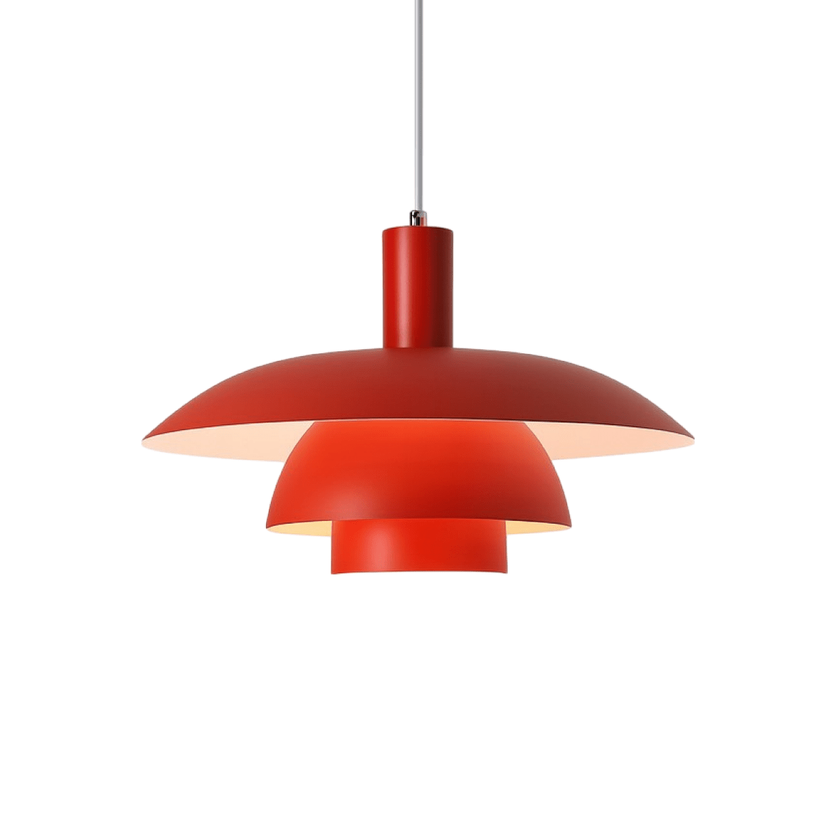 Modern Pendant Light With Layered Metal Shade, 12 Inch Diameter