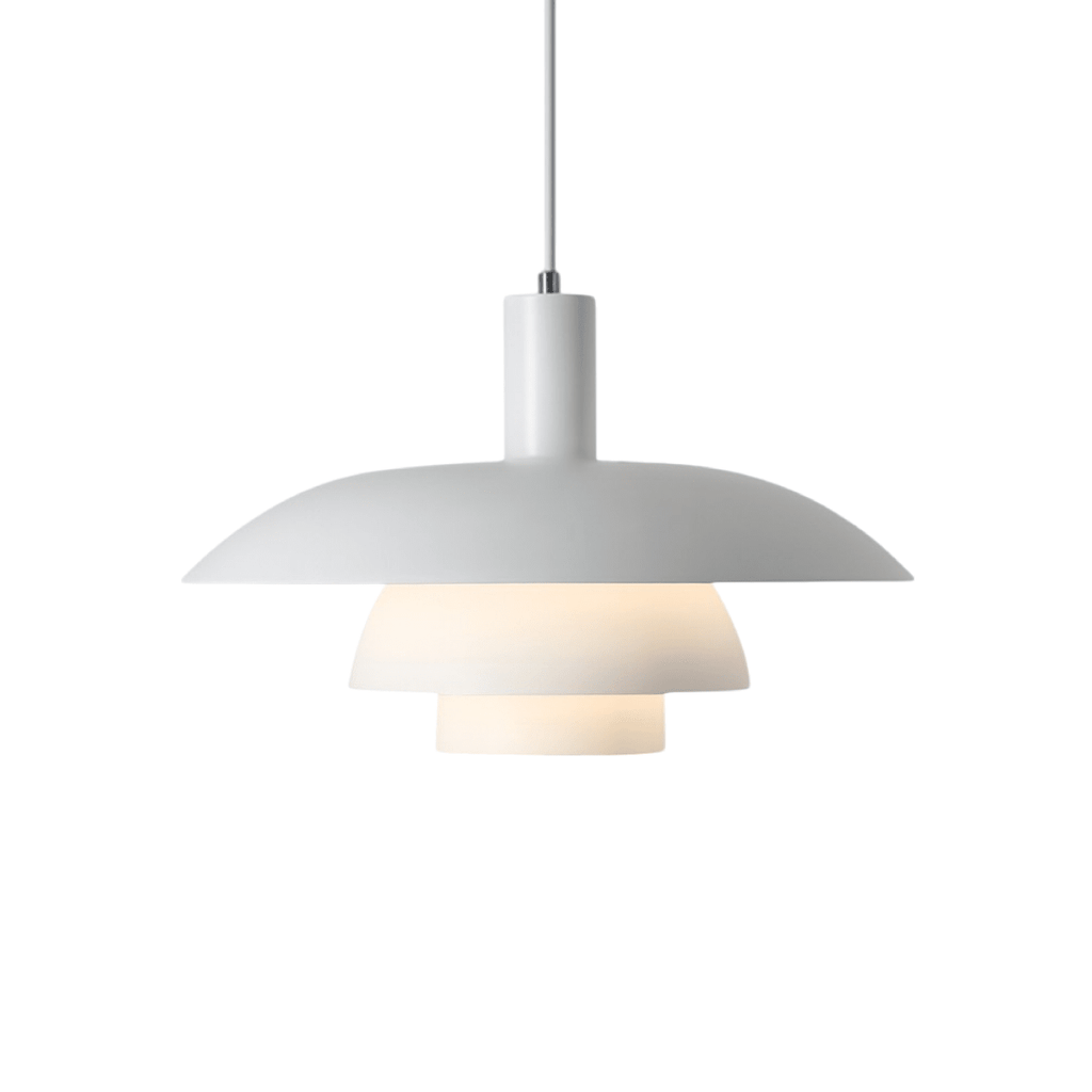 Modern Pendant Light With Layered Metal Shade, 12 Inch Diameter