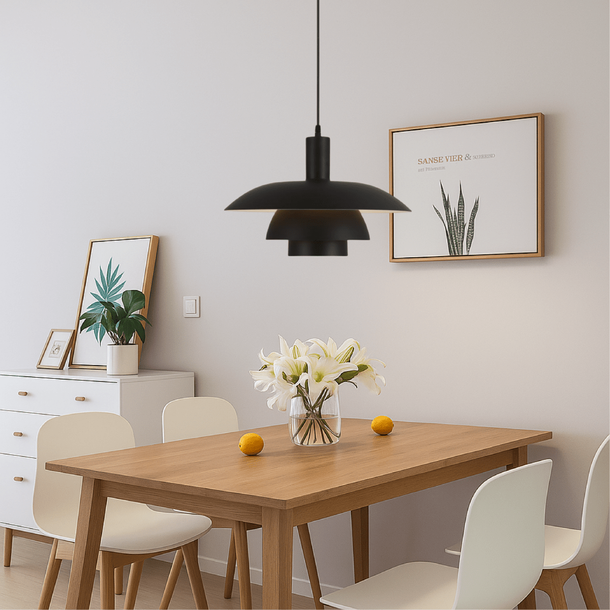 Modern Pendant Light With Layered Metal Shade, 12 Inch Diameter