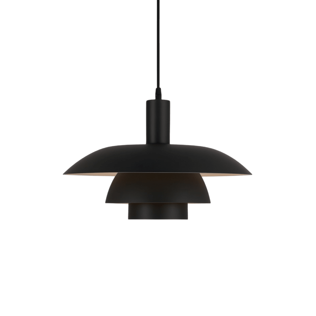 Modern Pendant Light With Layered Metal Shade, 12 Inch Diameter