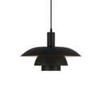 Modern Pendant Light With Layered Metal Shade, 12 Inch Diameter