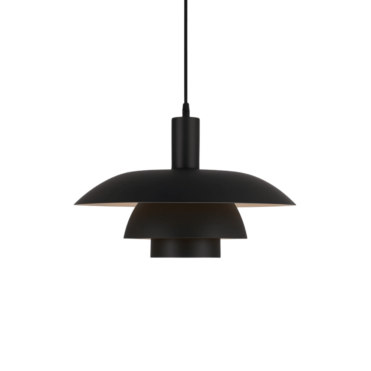 Modern Pendant Light With Layered Metal Shade, 12 Inch Diameter